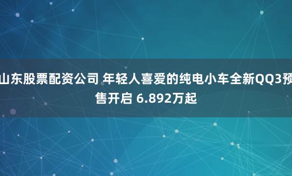 山东股票配资公司 年轻人喜爱的纯电小车全新QQ3预售开启 6.892万起