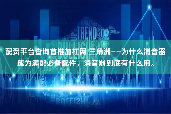 配资平台查询首推加杠网 三角洲——为什么消音器成为满配必备配件,消音器到底有什么用。